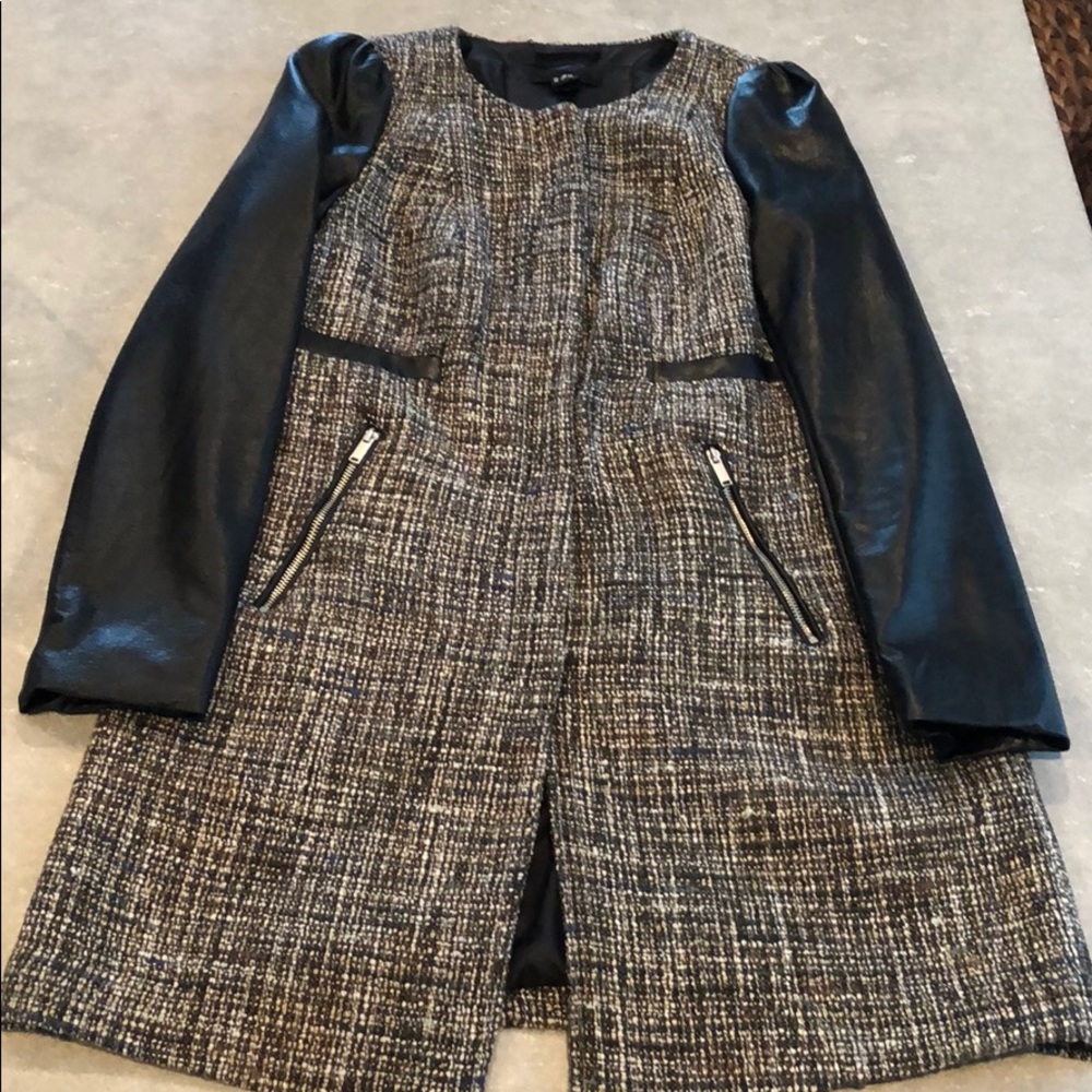 H&M Faux Leather & Twill Long Jacket